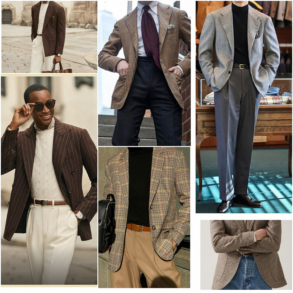 Примеры мужских образов с непарным мужским пиджаком