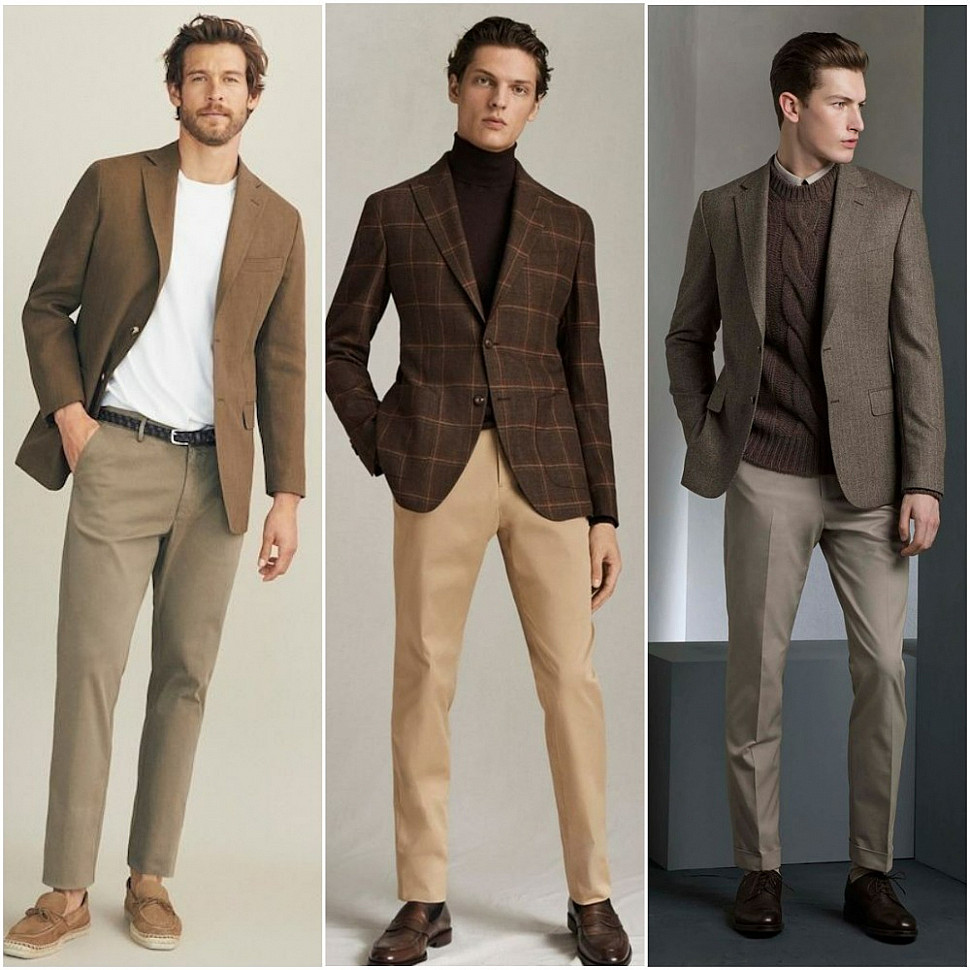 Мужской непарный пиджак с разными видами одежды