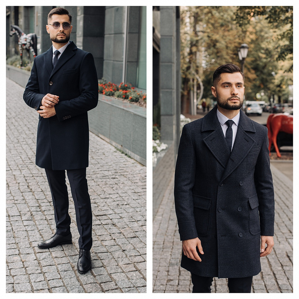 Мужское пальто с джинсами