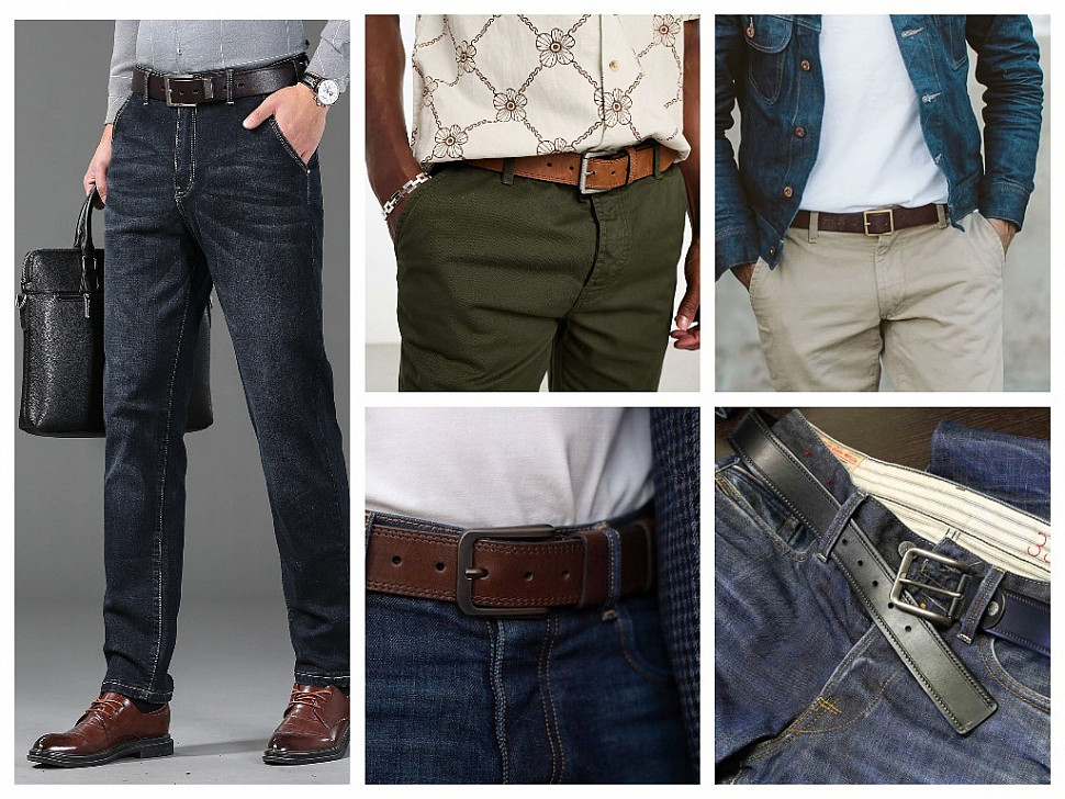 Мужской ремень с джинсами