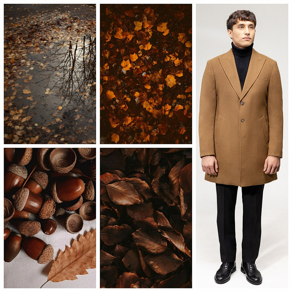 Коричневое пальто мужское