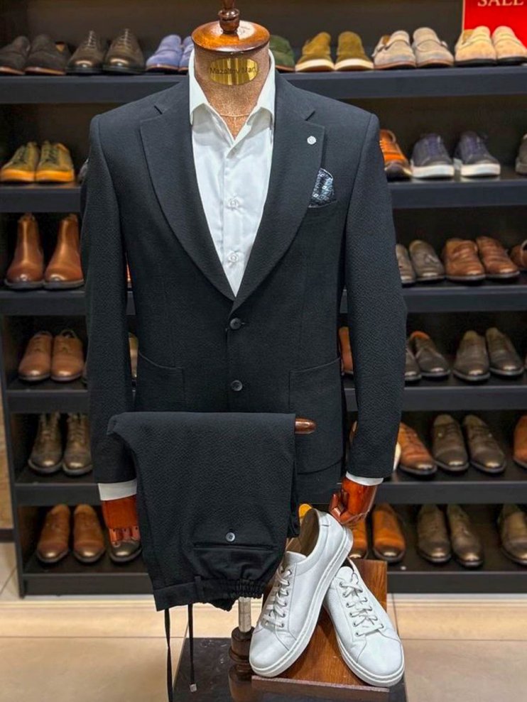 Костюм MAZALTOVMAN 2-ка Premium Черный фактурный кежуал