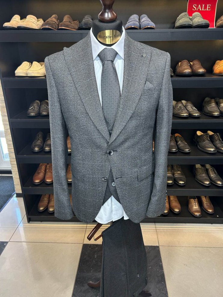 Костюм MAZALTOVMAN 3-ка Premium Серый в клетку