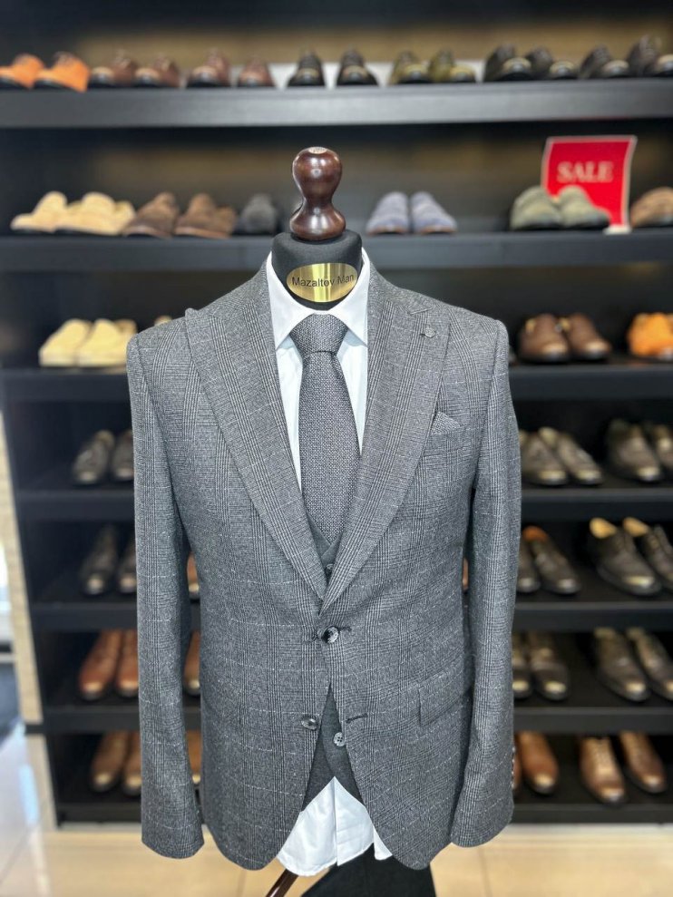 Костюм MAZALTOVMAN 3-ка Premium Серый в клетку