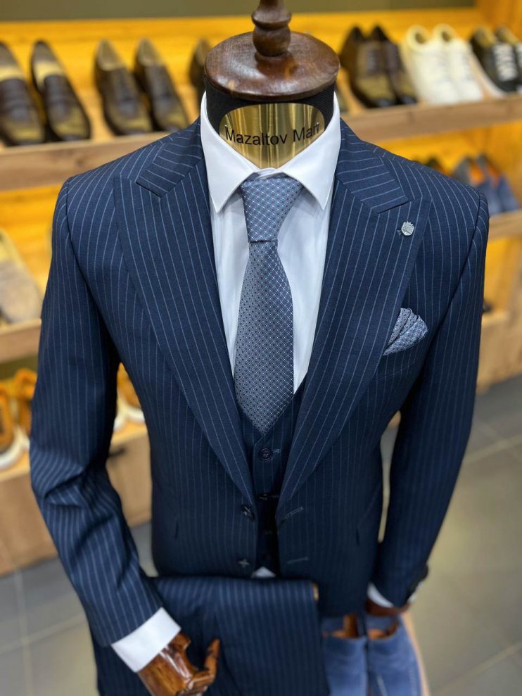 Костюм MAZALTOVMAN 3-ка Premium Синий в полоску