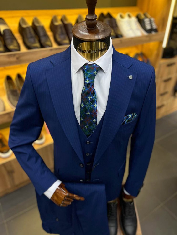 Костюм MAZALTOVMAN 3-ка Premium Синий в полоску