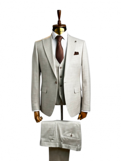 Костюм MAZALTOVMAN 3-ка Premium Бежевый в микроклетку