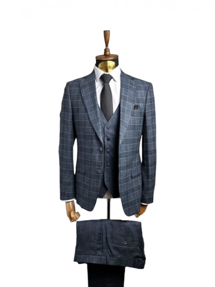 Костюм MAZALTOVMAN 3-ка Premium Темно-зеленый в клетку