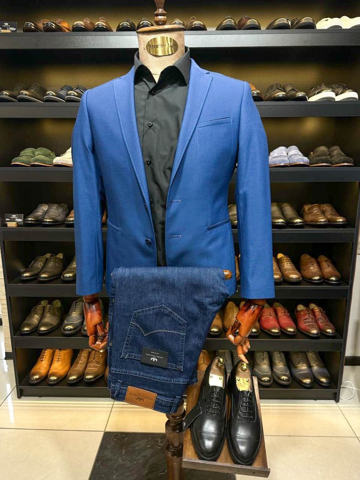 Пиджак VAL Синий фактурный