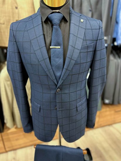 Костюм MAZALTOVMAN 2-ка Premium Темно-синий в клетку