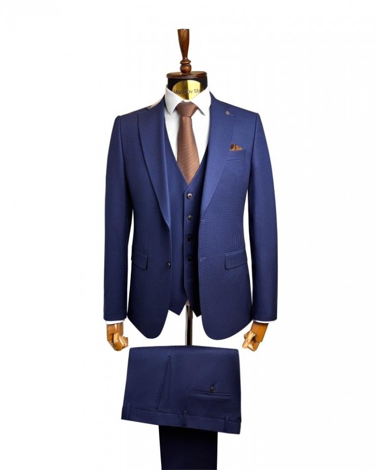 Костюм MAZALTOVMAN 3-ка Premium Синий в клетку