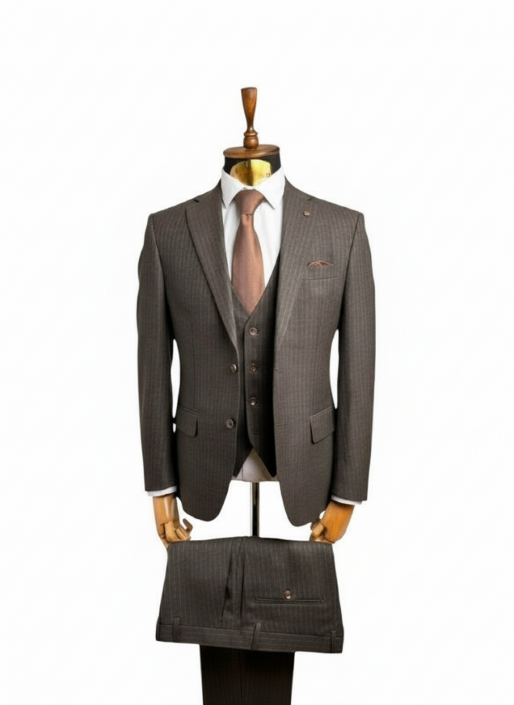 Костюм MAZALTOVMAN 3-ка Premium Коричневый в полоску