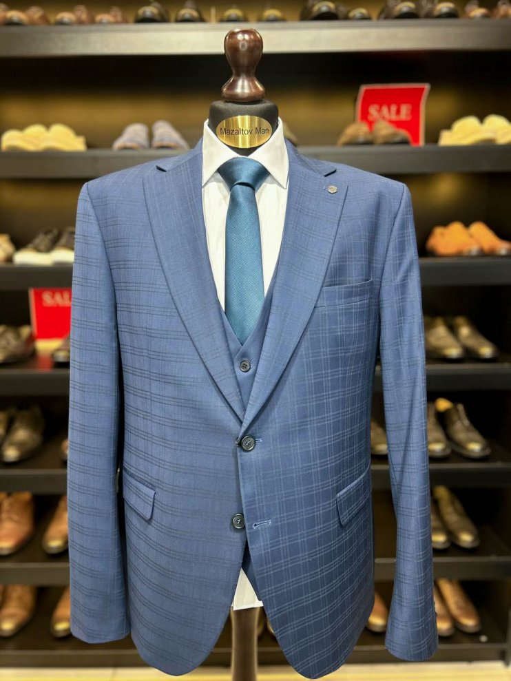 Костюм MAZALTOVMAN 3-ка Premium Синий в клетку