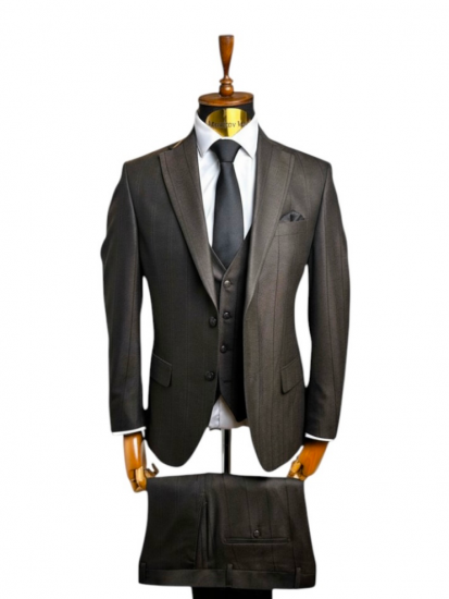 Костюм MAZALTOVMAN 3-ка Premium Коричневый в елочку