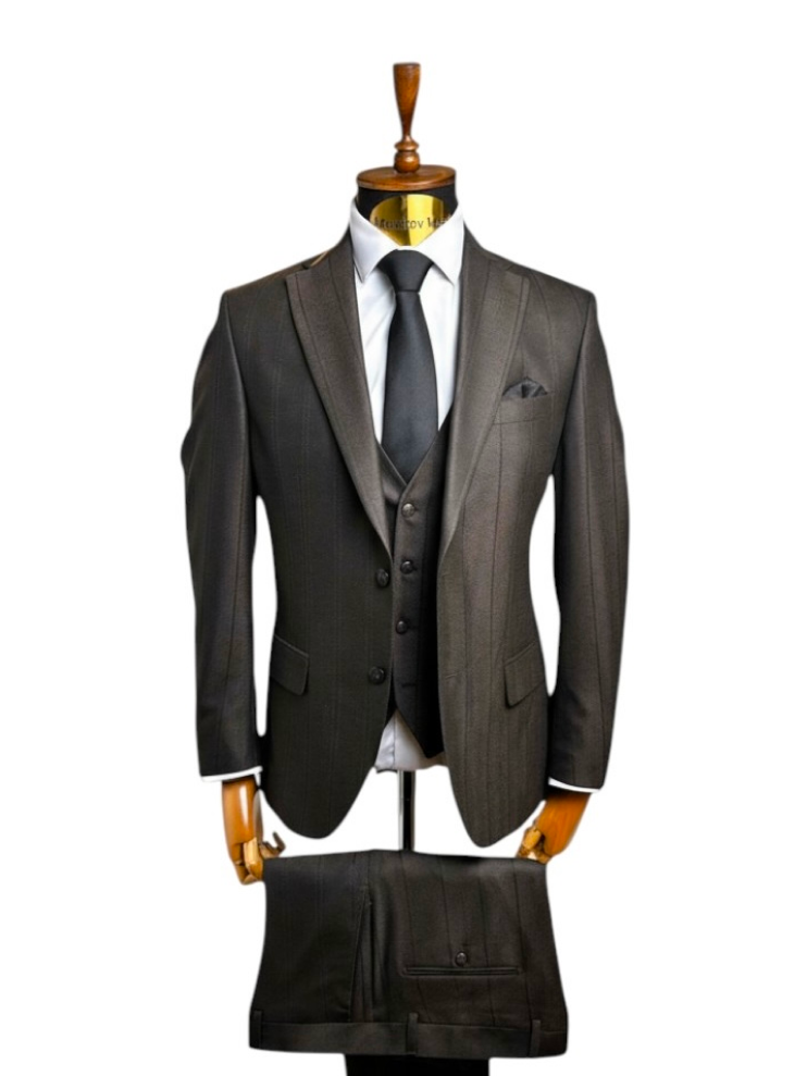 Костюм MAZALTOVMAN 3-ка Premium Коричневый в елочку