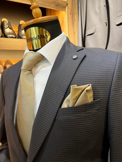 Костюм MAZALTOVMAN 2-ка Premium Коричневый в синюю клетку