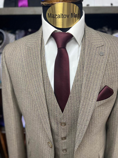 Костюм EMR 3-ка Бежевый фактурный