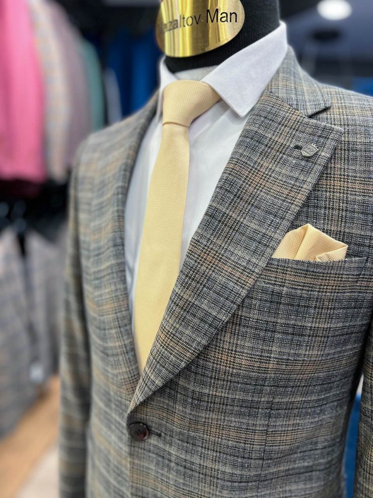 Костюм MAZALTOVMAN 2-ка Серый в клетку Premium