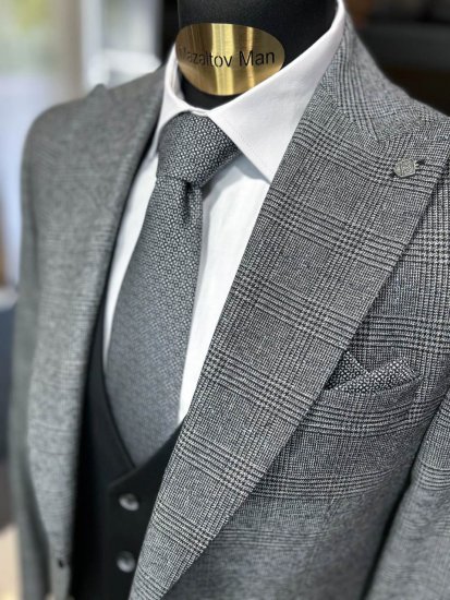 Костюм MAZALTOVMAN 3-ка Premium Серый в клетку