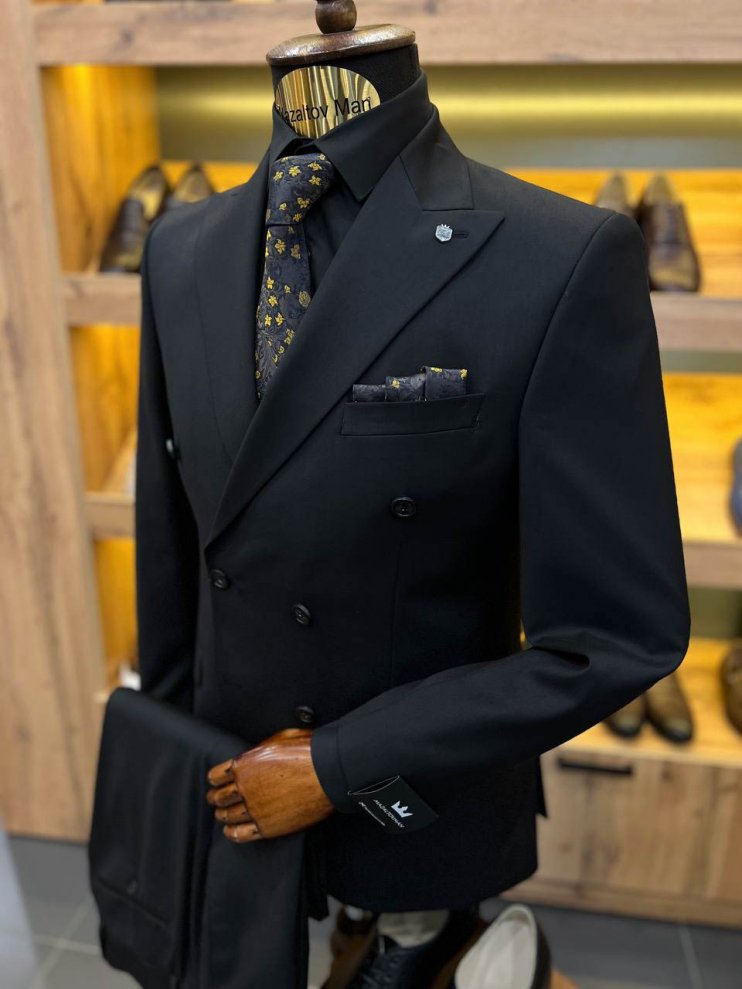 Костюм MAZALTOVMAN 2-ка Premium Черный двубортный