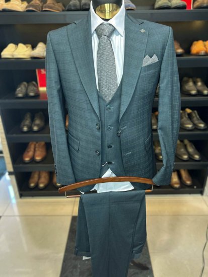 Повседневный костюм‑тройка MAZALTOVMAN Премиум: зелёный в клетку